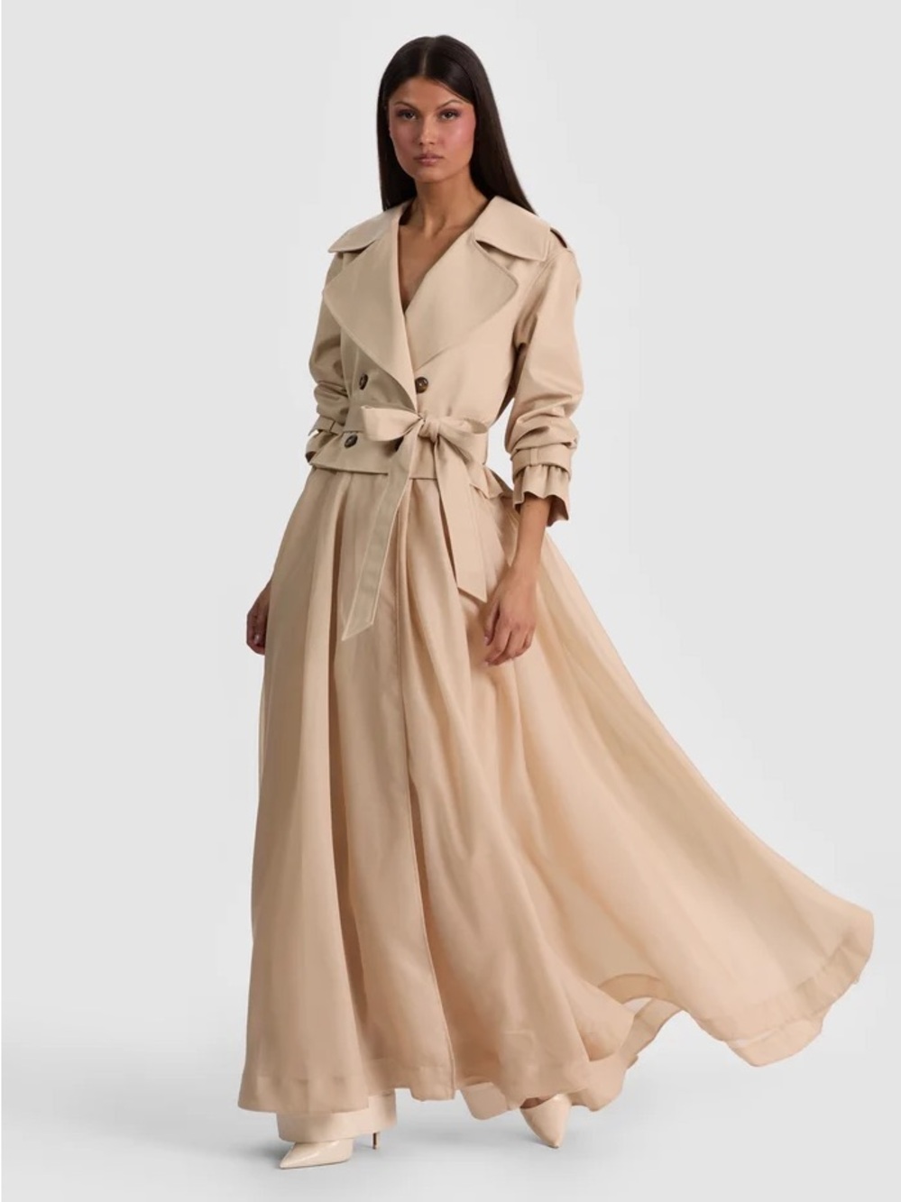 ALICE + OLIVIA NEVADA SHEER COMBO TRENCH COAT SIZE XS NWT - Picture 3 of 8